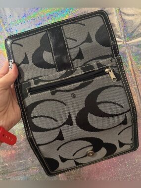 Black Gray Monogram Checkbook Organizer Wallet